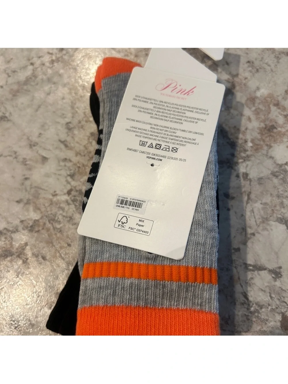 VS PINK Halloween Pumpkin and Skeleton 2-Pack Crew Socks NEW